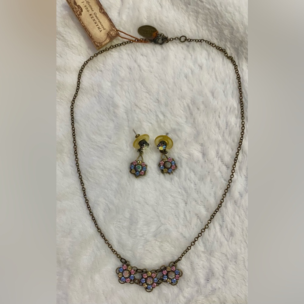 Kenny Ma Vintage Style Necklace and Earrings Set Swarovski Crystals